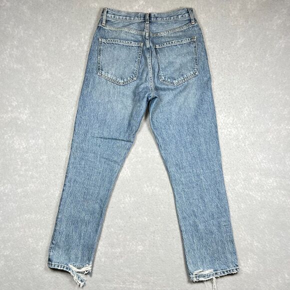 Agolde Jeans Womens 26 Blue Riley High Rise Crop Button Fly Raw Hem Inseam 25 in - Picture 13 of 16